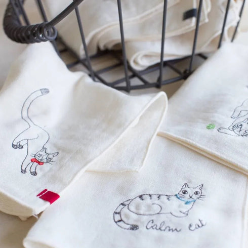 my days 刺繍ガーゼハンカチ