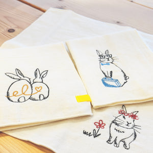 my days 刺繍ガーゼハンカチ